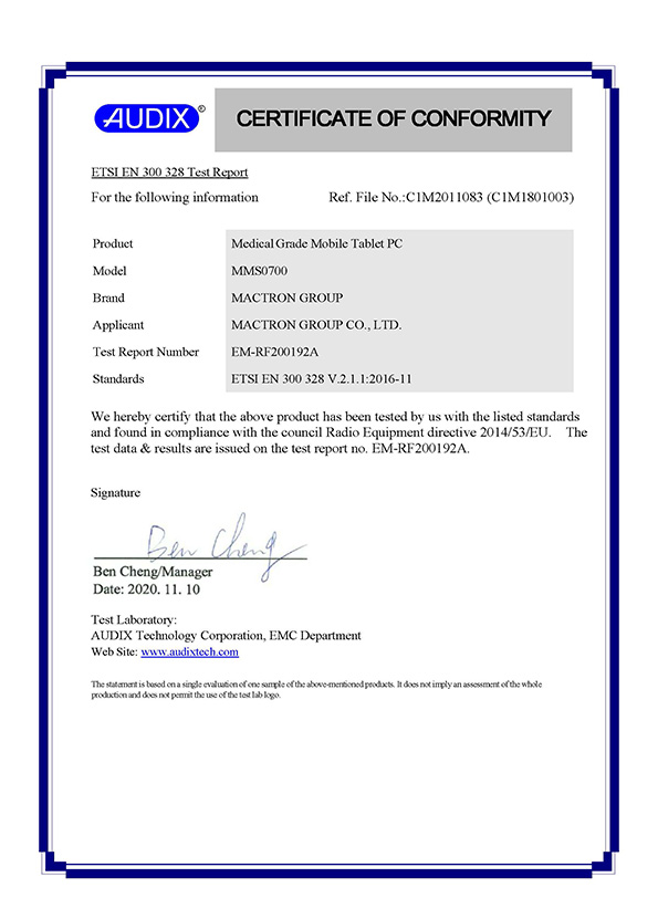 ETSI EN 300 328 Test Report