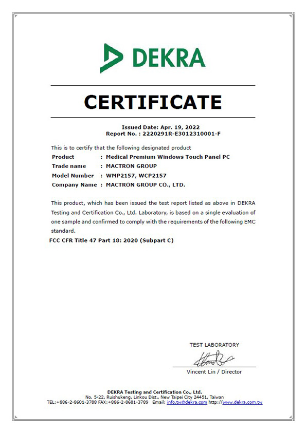 Certification FCC